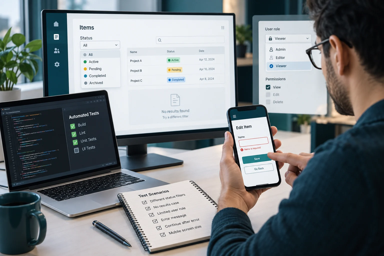 آزمون مسیر موفقیت، خطا و محدودیت دسترسی اپلیکیشن