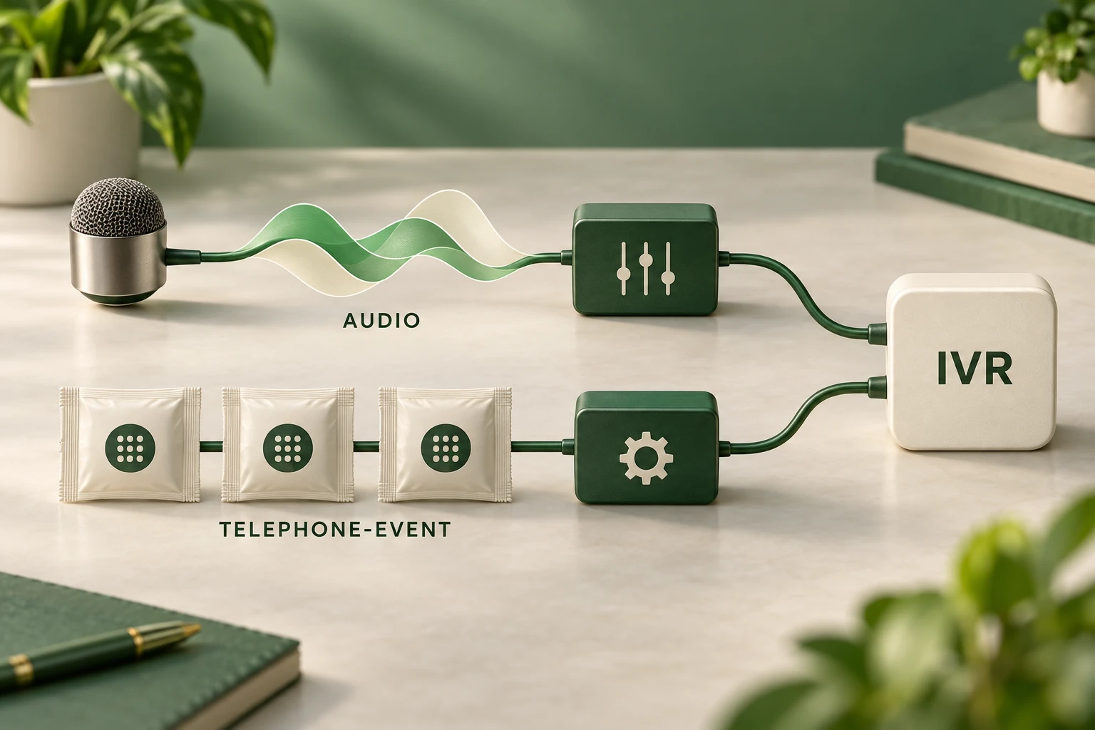 تفاوت مسیر صوت و رویداد نامگذاریشدهٔ telephone-event در سامانهٔ IVR