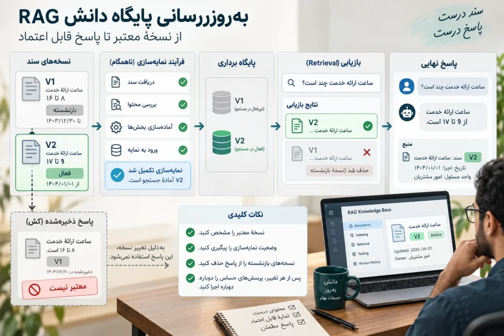 مسیر نسخهبندی سند، آمادهسازی نمایه و پاسخ متصل به نسخهٔ فعال