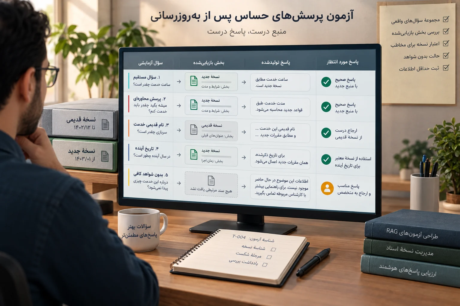 آزمون پرسشها در برابر نسخهٔ سند و پاسخ مورد انتظار